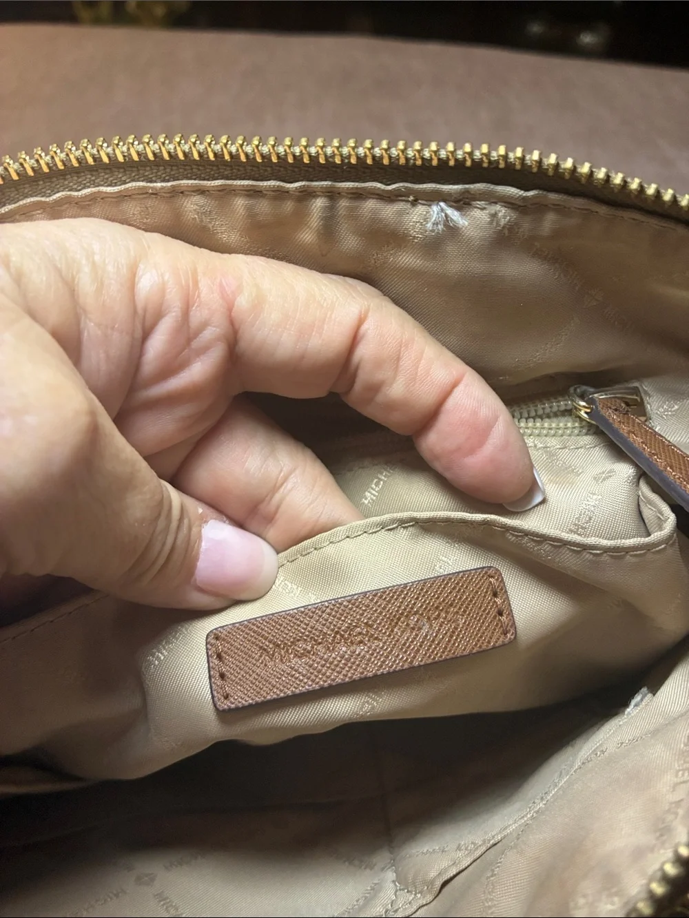 Michael Kors Beige and Brown Signature MK Tote